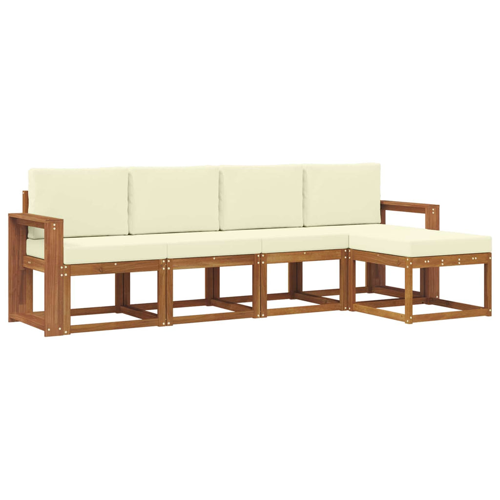 Outdoor-Sofagarnitur 5 pcs Natur und Creme Massivholz Akazie