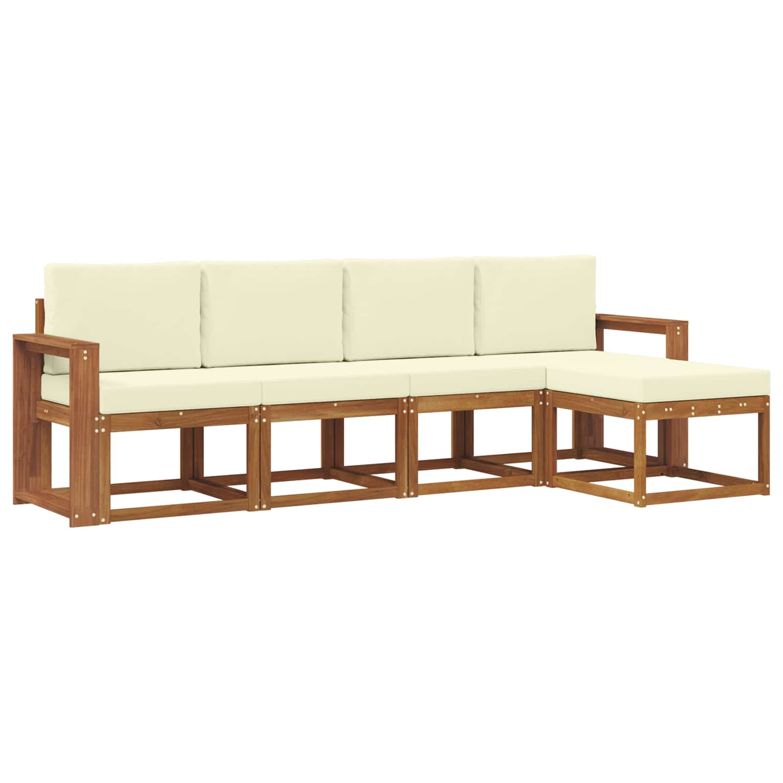 Outdoor-Sofagarnitur 5 pcs Natur und Creme Massivholz Akazie
