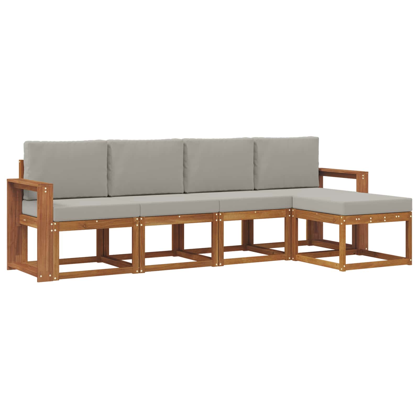 Outdoor-Sofagarnitur mit Kissen 5 pcs Natürlich und Hellgrau