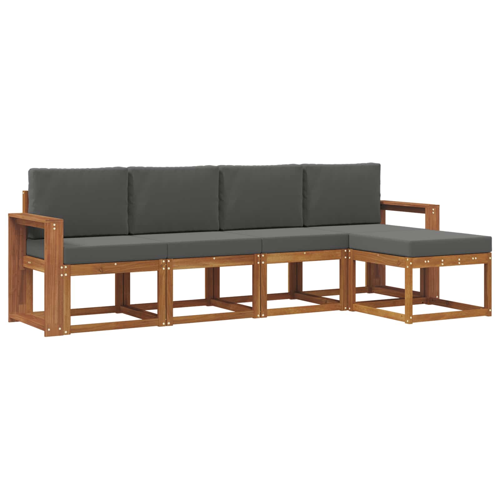 Outdoor-Sofagarnitur mit Kissen 5 pcs Natur und Anthrazit