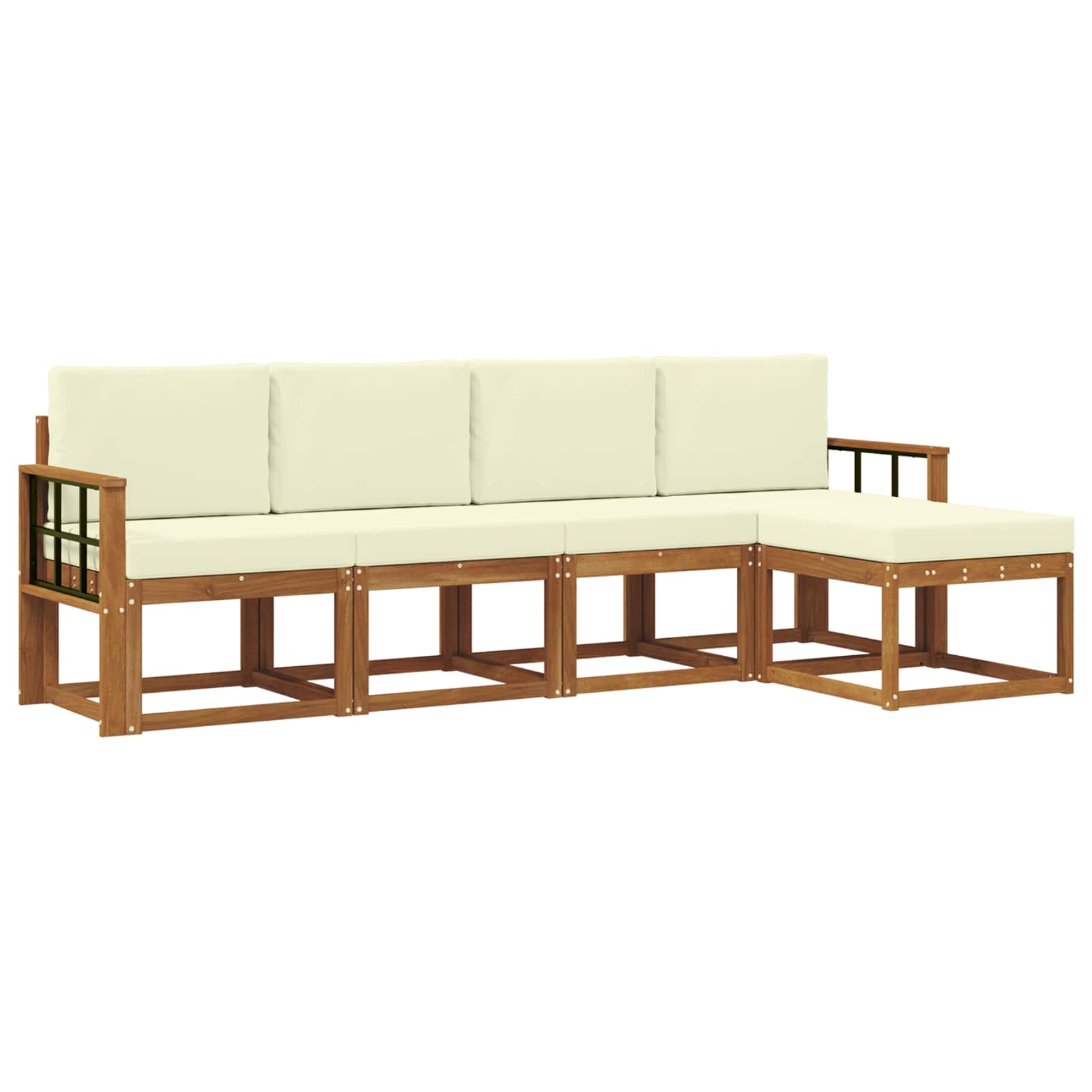 Outdoor-Sofagarnitur 5 pcs Natur und Creme Massivholz Akazie