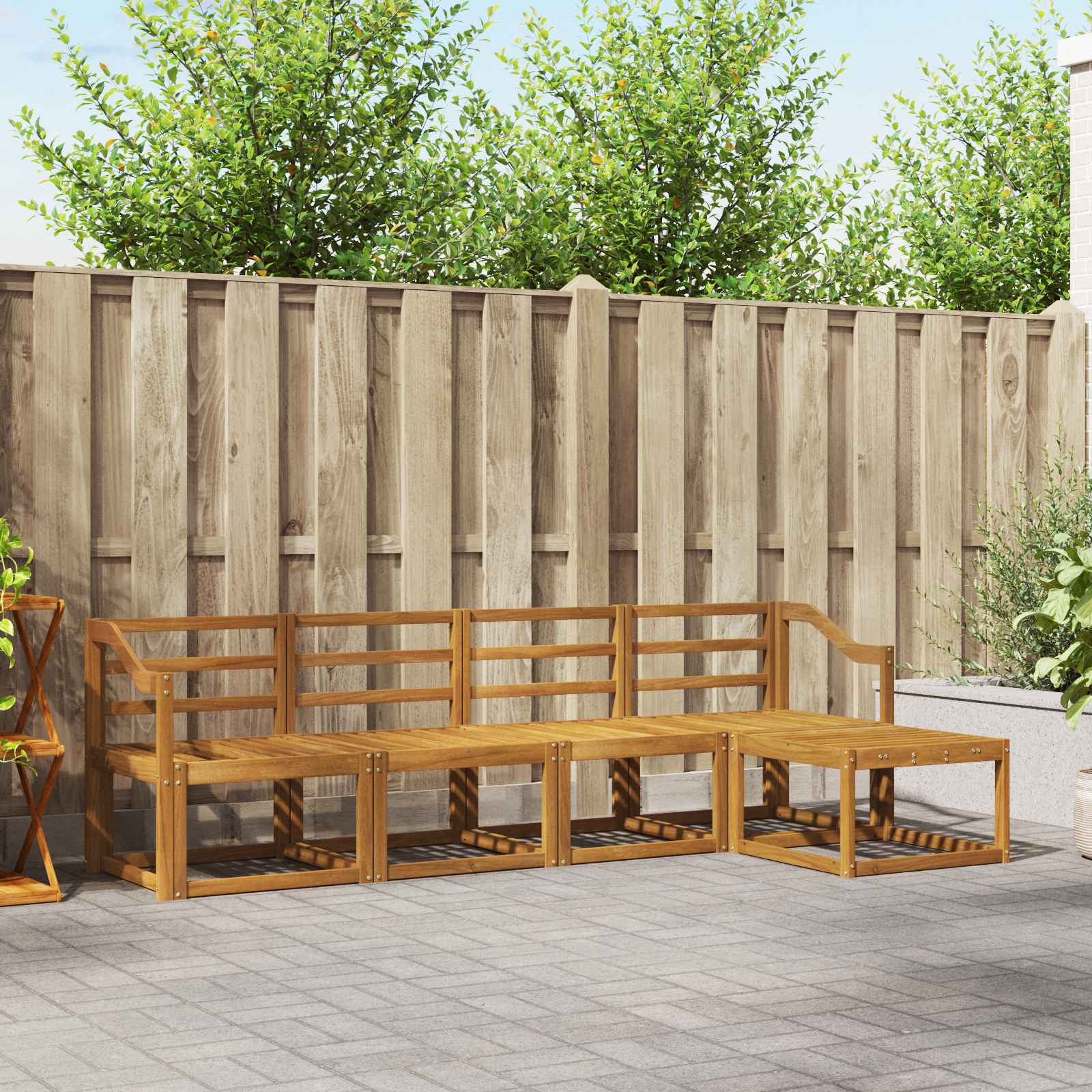 Outdoor-Sofagarnitur 5 pcs Natur Massivholz Akazie