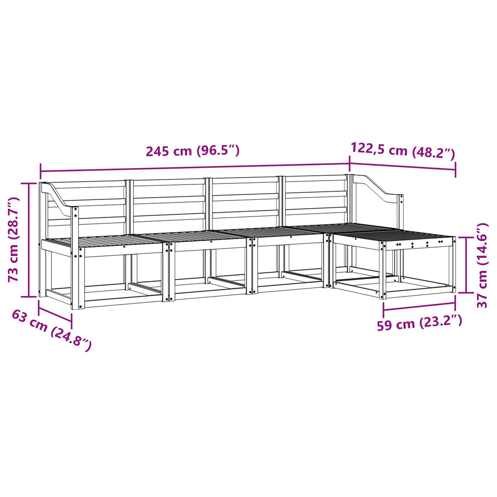 Outdoor-Sofagarnitur 5 pcs Natur Massivholz Akazie