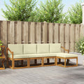 Outdoor-Sofagarnitur 5 pcs Natur und Creme Massivholz Akazie
