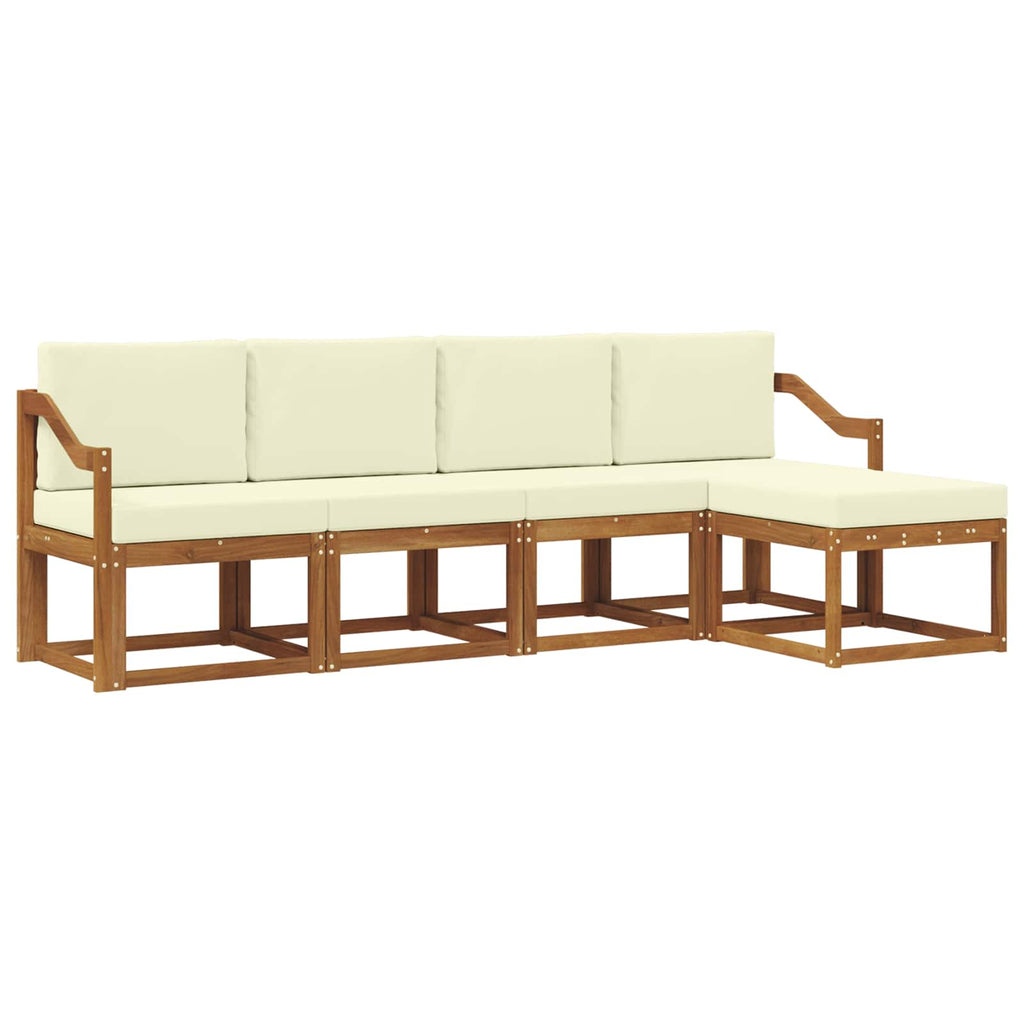 Outdoor-Sofagarnitur 5 pcs Natur und Creme Massivholz Akazie