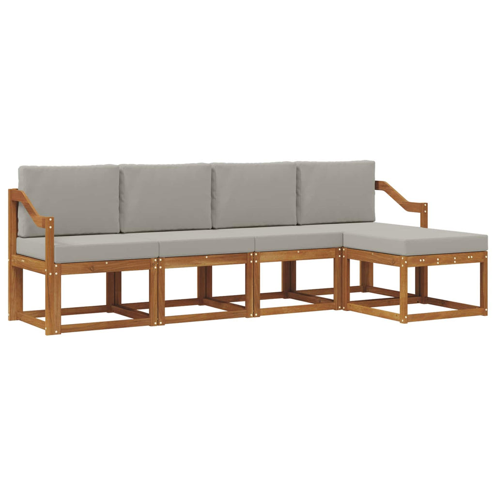 Outdoor-Sofagarnitur mit Kissen 5 pcs Natürlich und Hellgrau