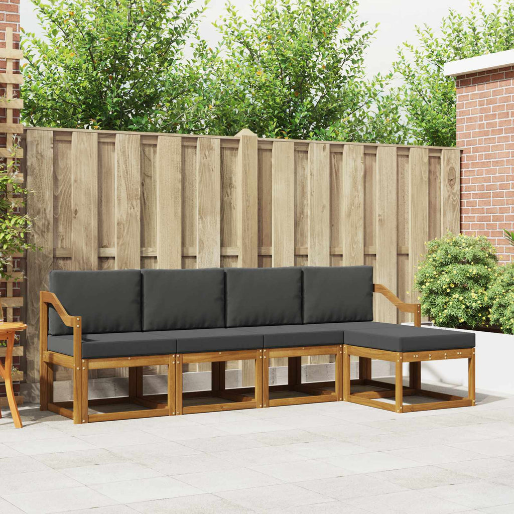 Outdoor-Sofagarnitur mit Kissen 5 pcs Natur und Anthrazit