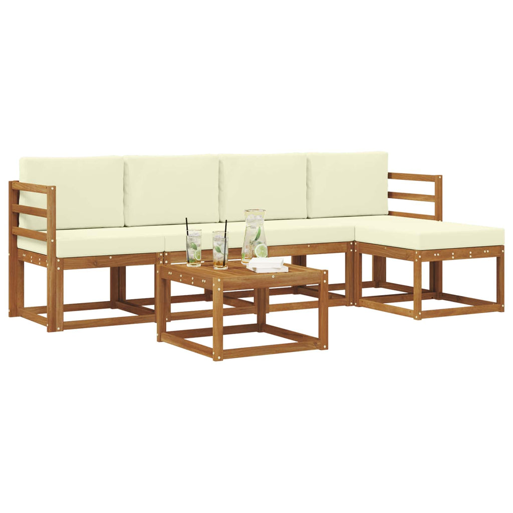 Outdoor-Sofagarnitur mit Kissen 6 pcs Natur und Creme