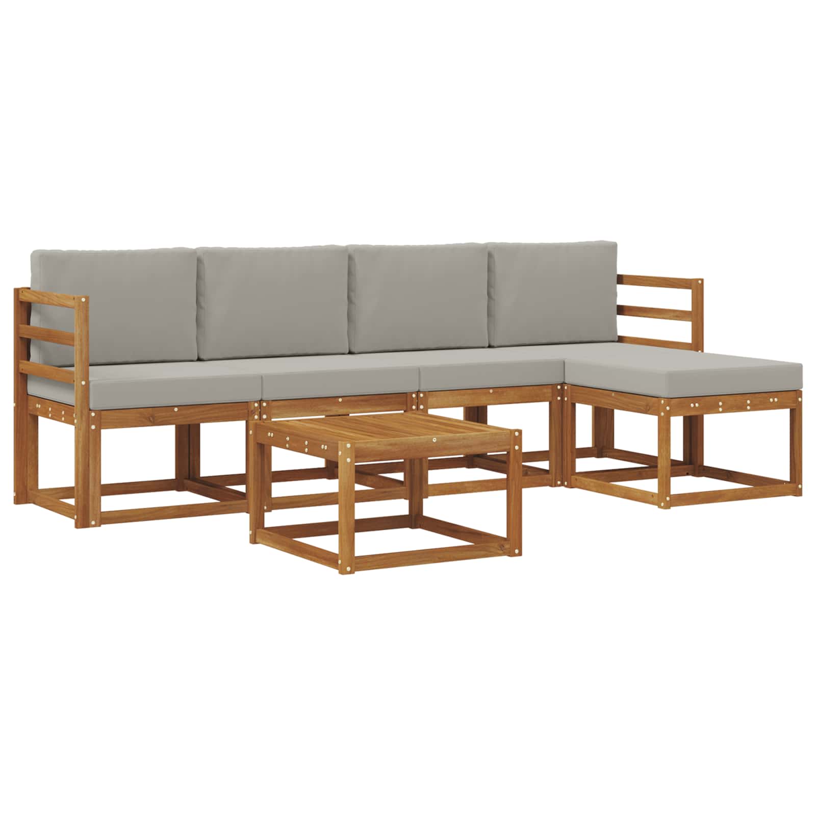 Outdoor-Sofagarnitur mit Kissen 6 pcs Natürlich und Hellgrau