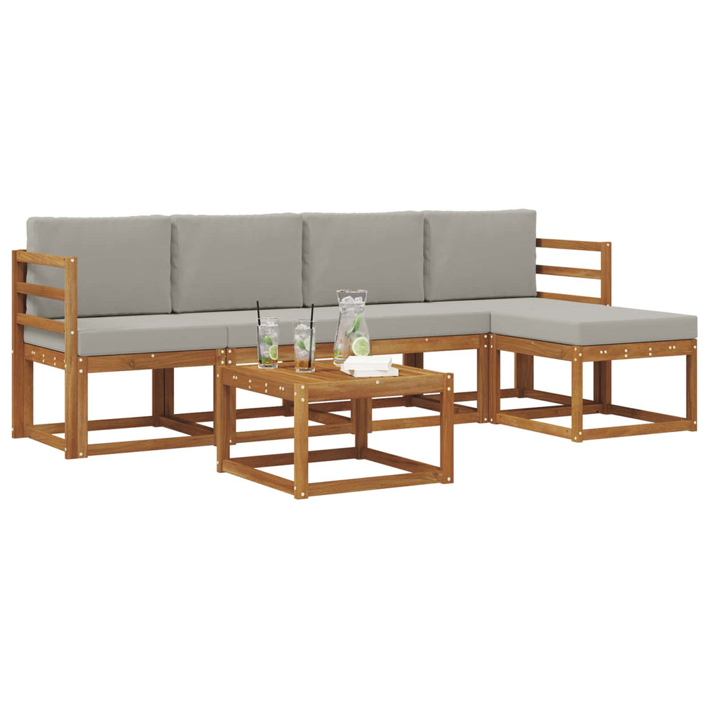Outdoor-Sofagarnitur mit Kissen 6 pcs Natürlich und Hellgrau