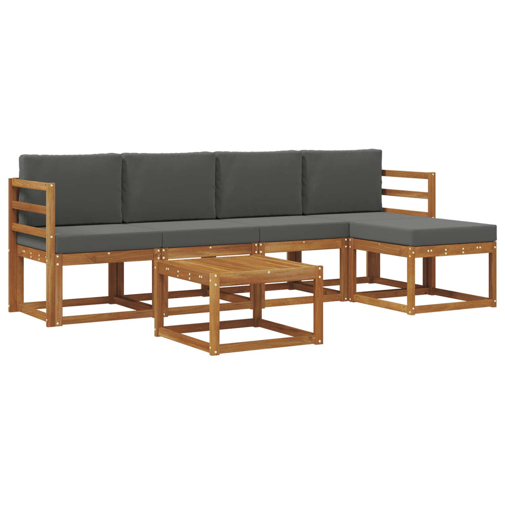 Outdoor-Sofagarnitur mit Kissen 6 pcs Natur und Anthrazit