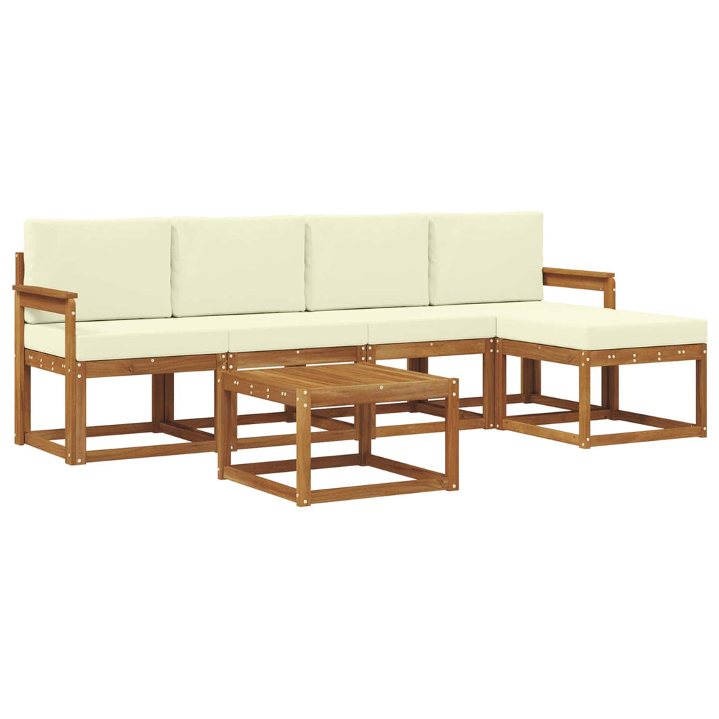 Outdoor-Sofagarnitur mit Kissen 6 pcs Natur und Creme