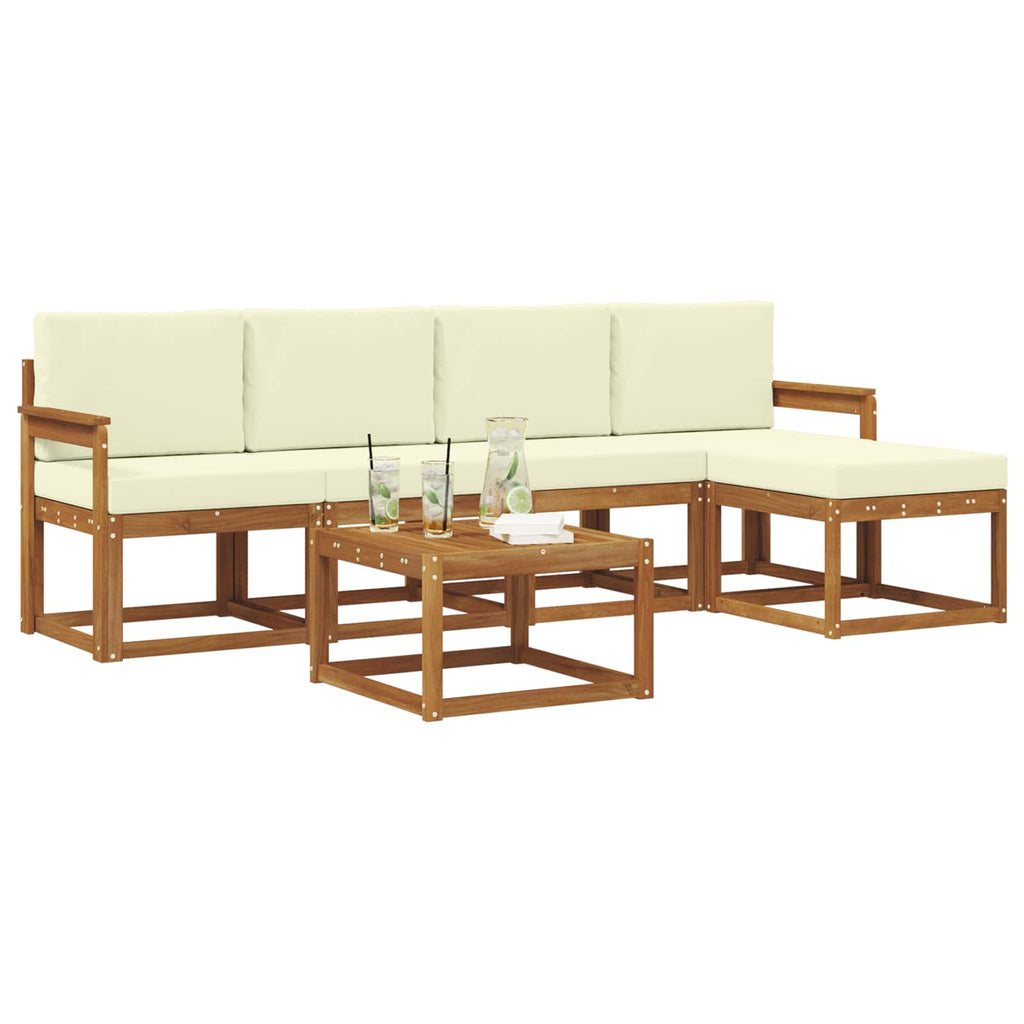 Outdoor-Sofagarnitur mit Kissen 6 pcs Natur und Creme