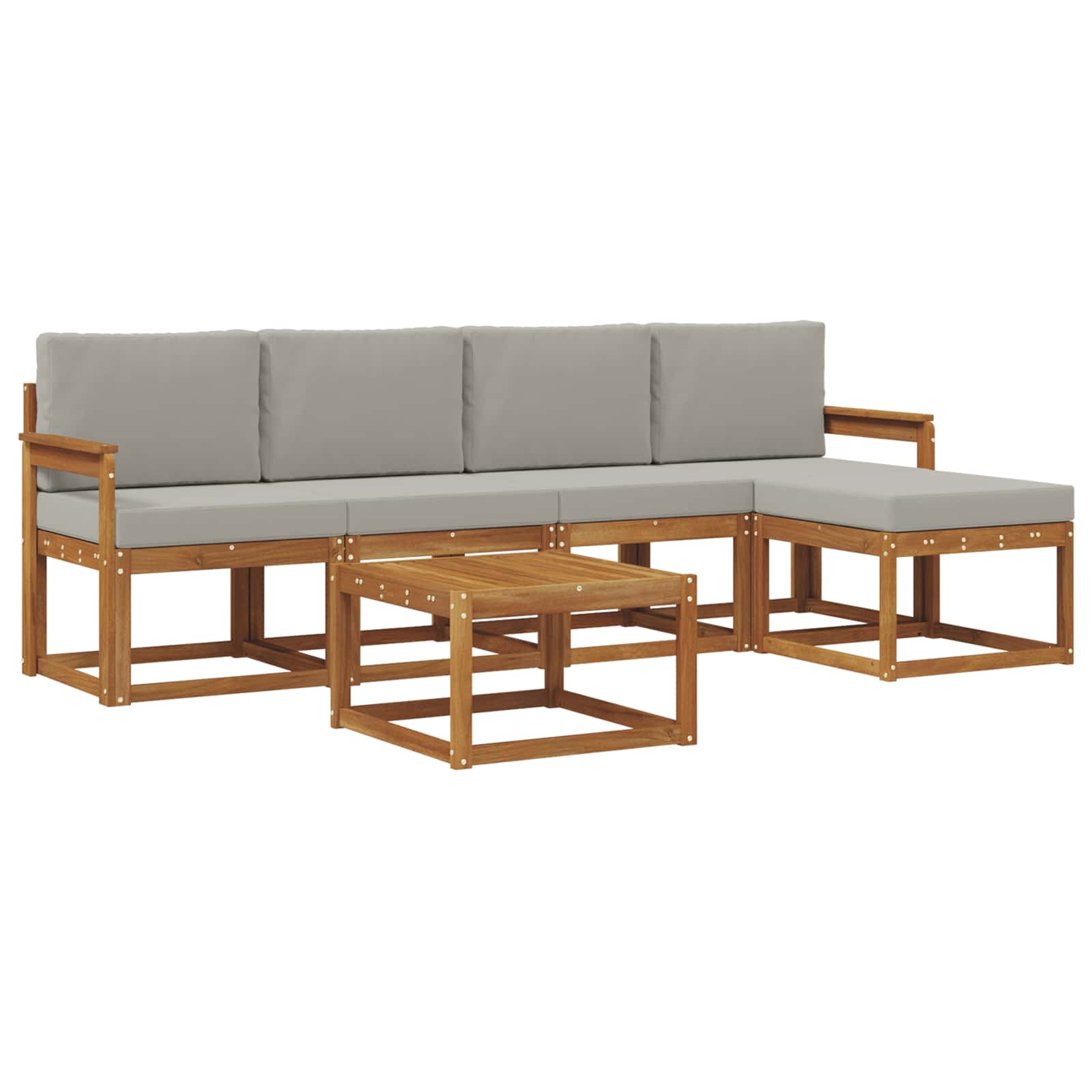 Outdoor-Sofagarnitur mit Kissen 6 pcs Natürlich und Hellgrau