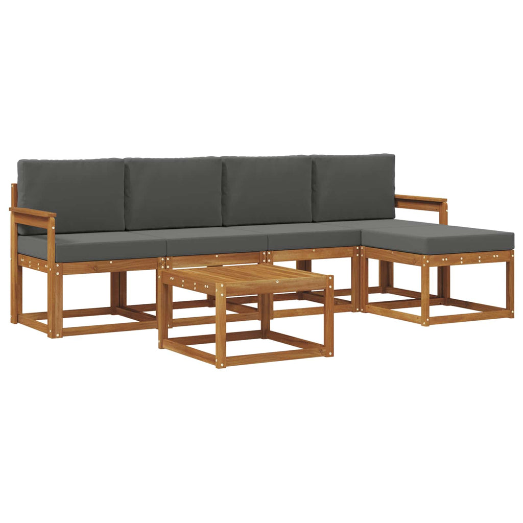 Outdoor-Sofagarnitur mit Kissen 6 pcs Natur und Anthrazit