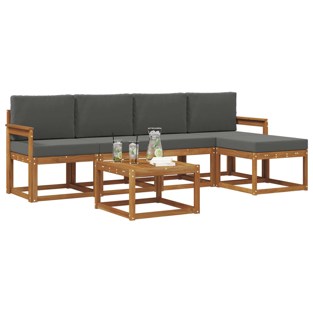 Outdoor-Sofagarnitur mit Kissen 6 pcs Natur und Anthrazit