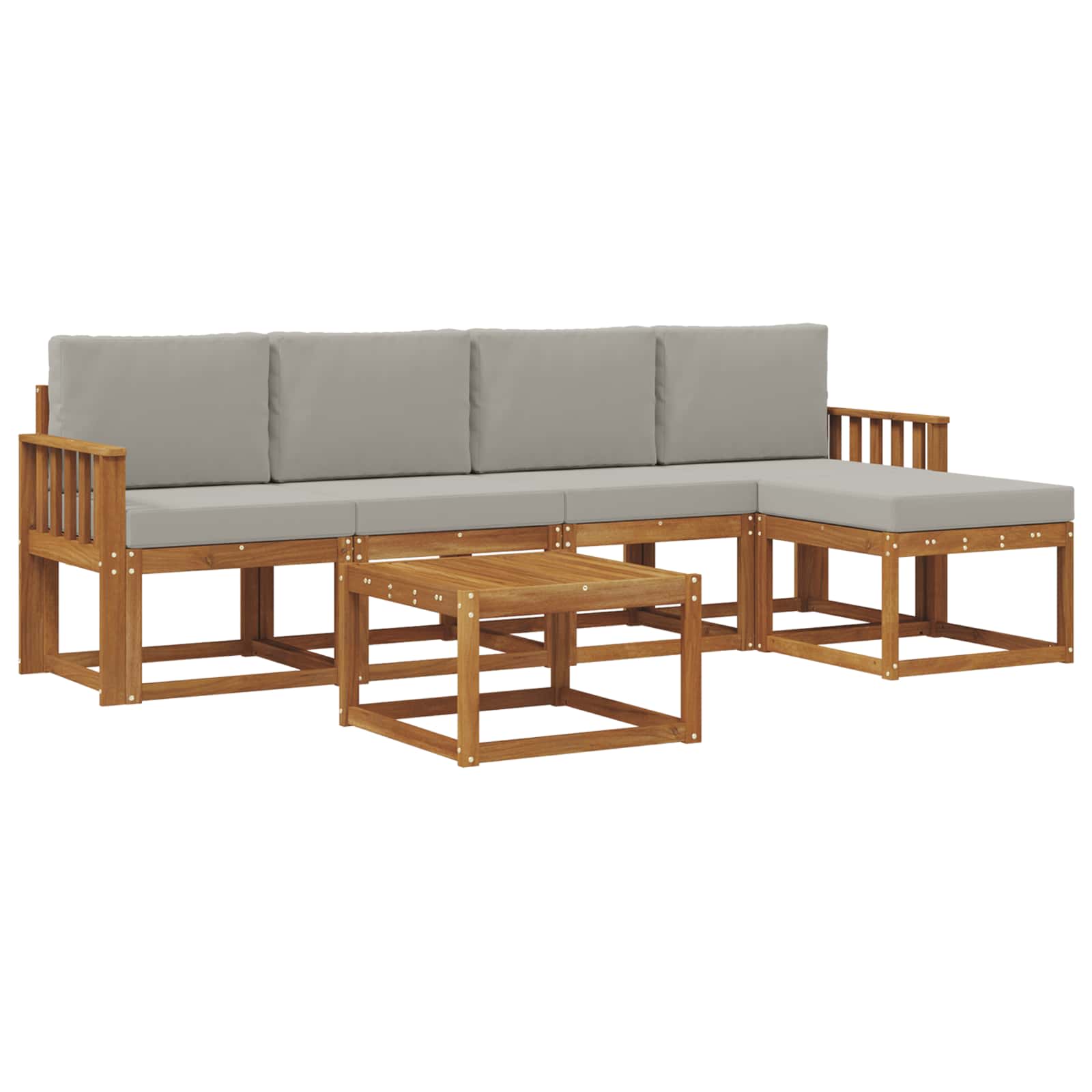 Outdoor-Sofagarnitur mit Kissen 6 pcs Natürlich und Hellgrau
