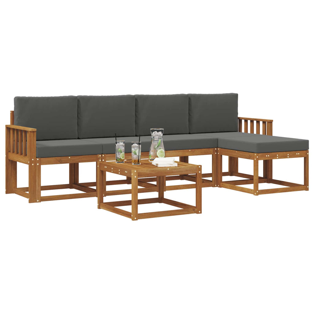 Outdoor-Sofagarnitur mit Kissen 6 pcs Natur und Anthrazit