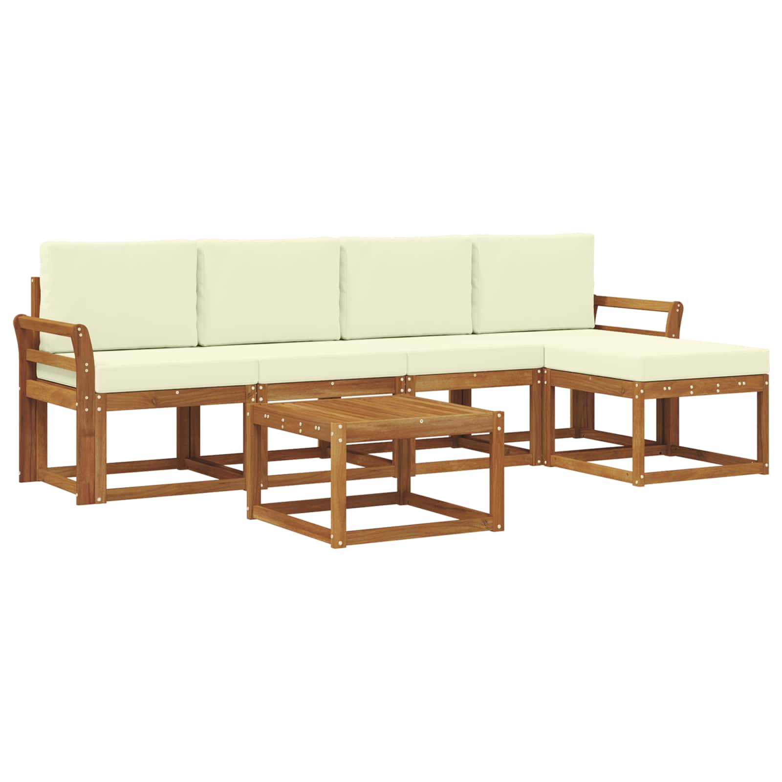 Outdoor-Sofagarnitur mit Kissen 6 pcs Natur und Creme