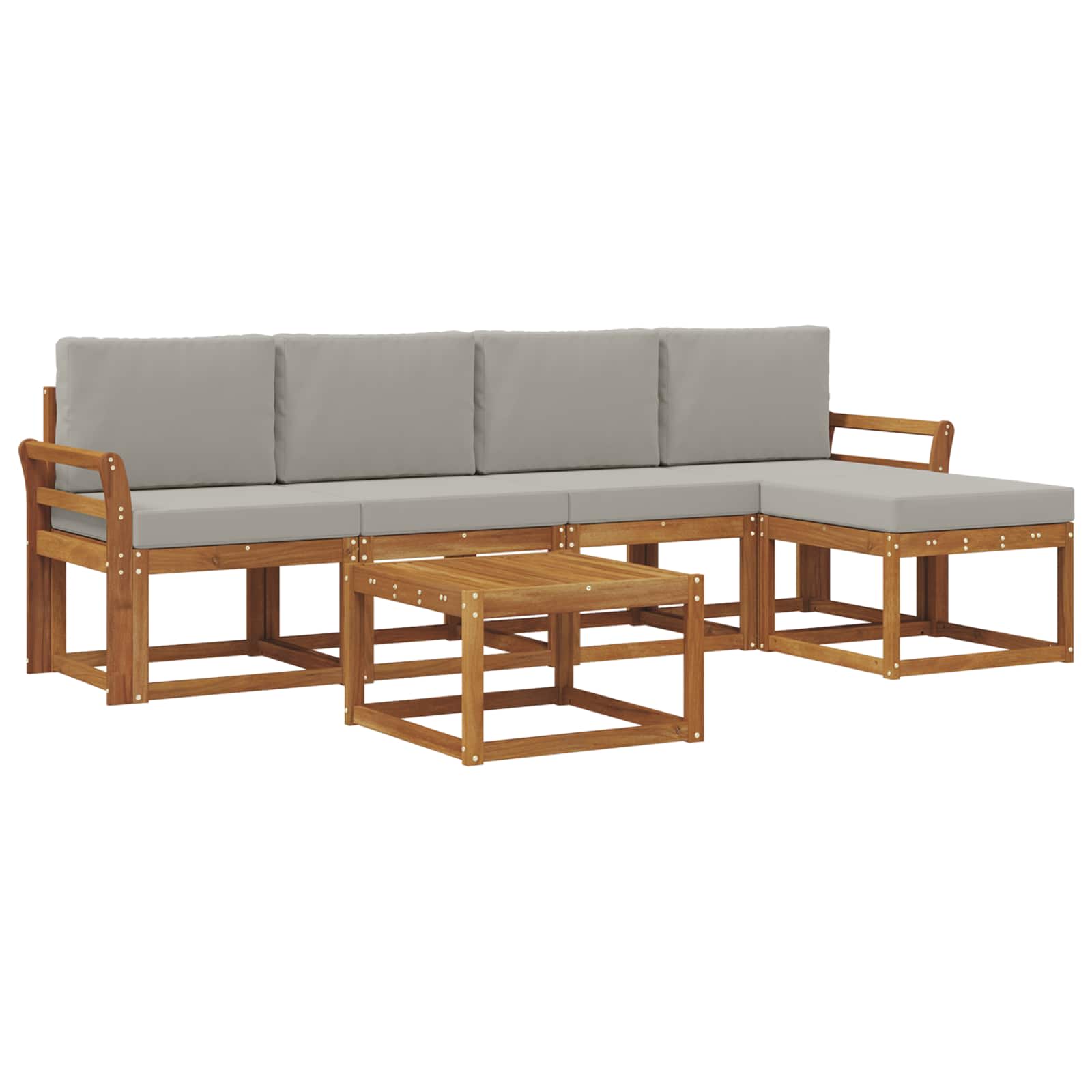 Outdoor-Sofagarnitur mit Kissen 6 pcs Natürlich und Hellgrau