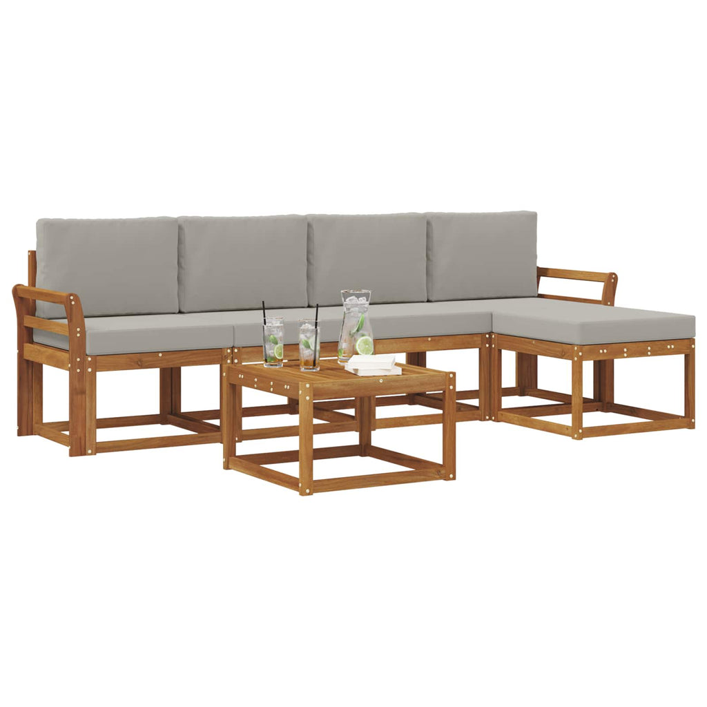 Outdoor-Sofagarnitur mit Kissen 6 pcs Natürlich und Hellgrau