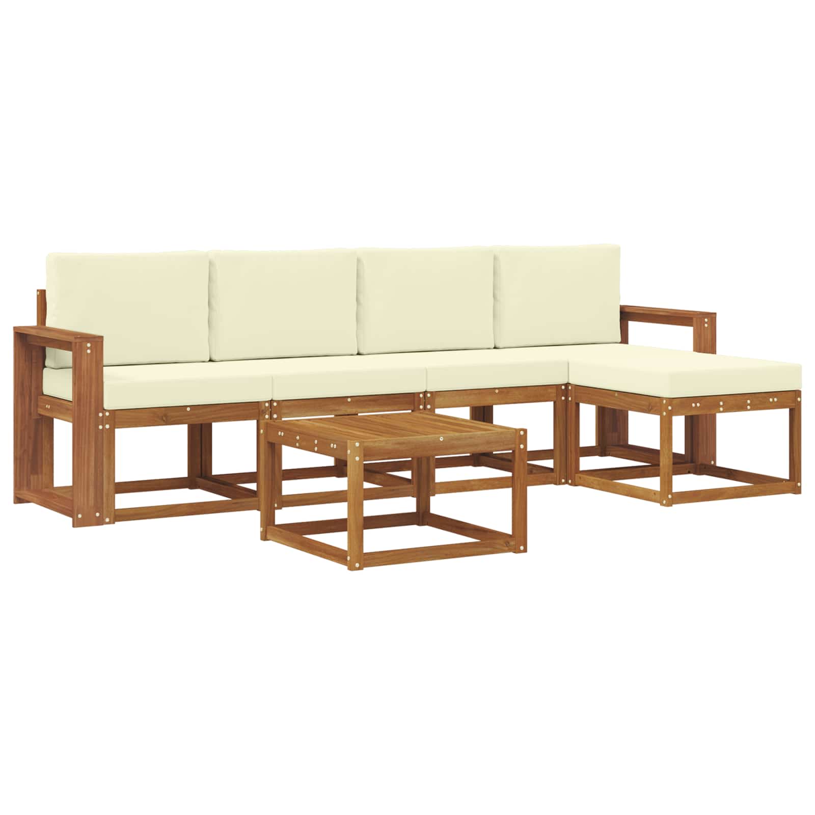 Outdoor-Sofagarnitur mit Kissen 6 pcs Natur und Creme