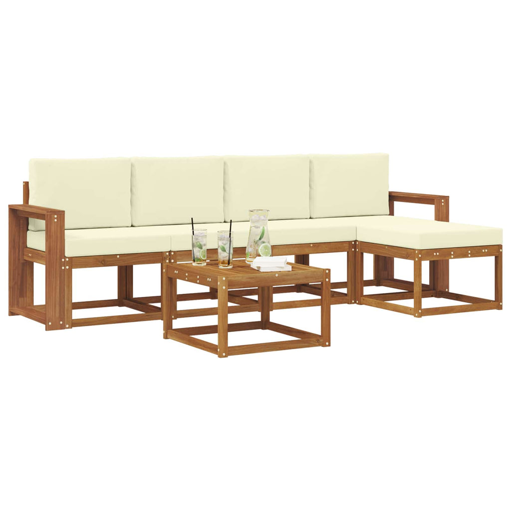 Outdoor-Sofagarnitur mit Kissen 6 pcs Natur und Creme
