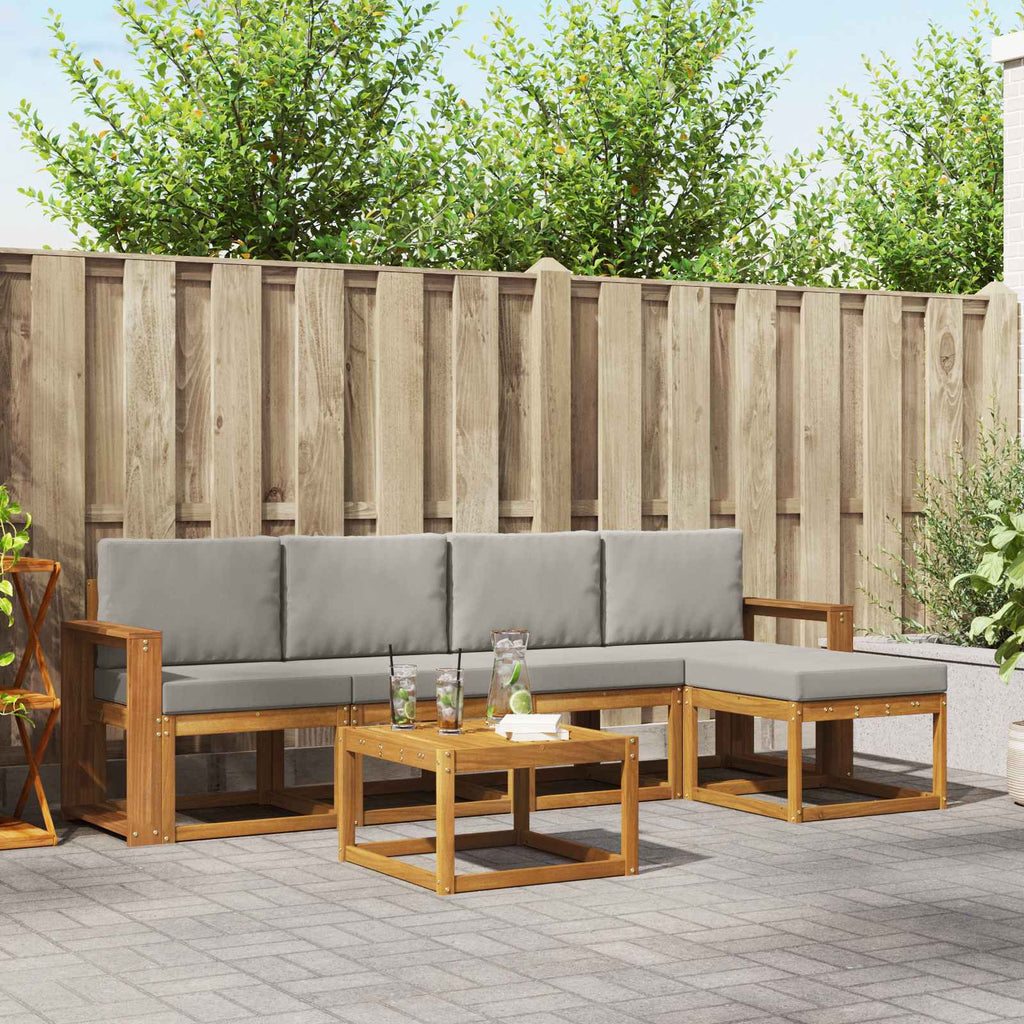 Outdoor-Sofagarnitur mit Kissen 6 pcs Natürlich und Hellgrau