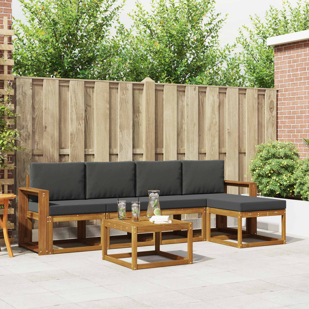 Outdoor-Sofagarnitur mit Kissen 6 pcs Natur und Anthrazit