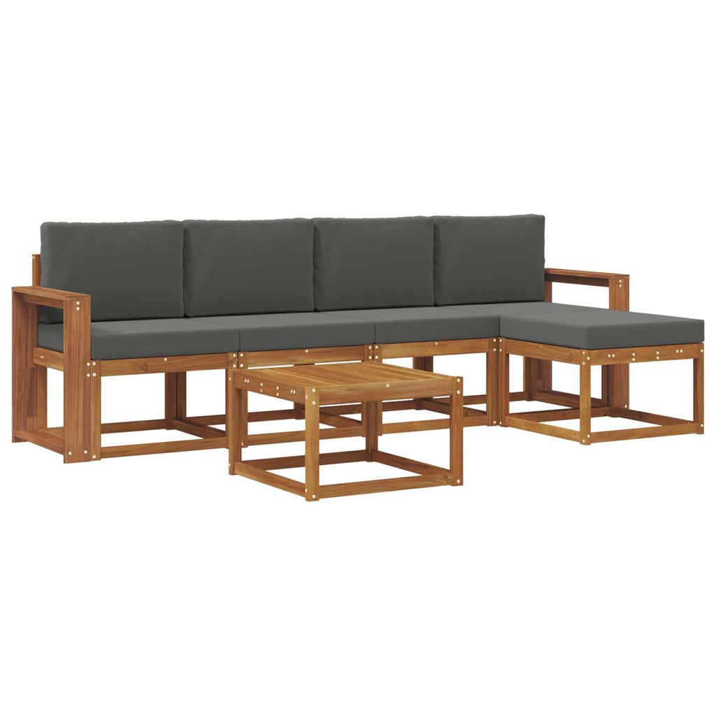 Outdoor-Sofagarnitur mit Kissen 6 pcs Natur und Anthrazit