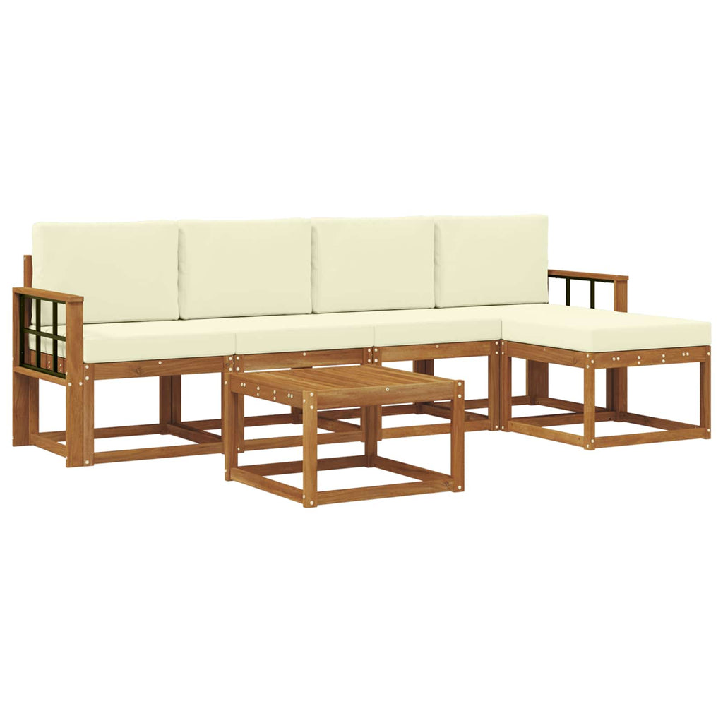 Outdoor-Sofagarnitur mit Kissen 6 pcs Natur und Creme