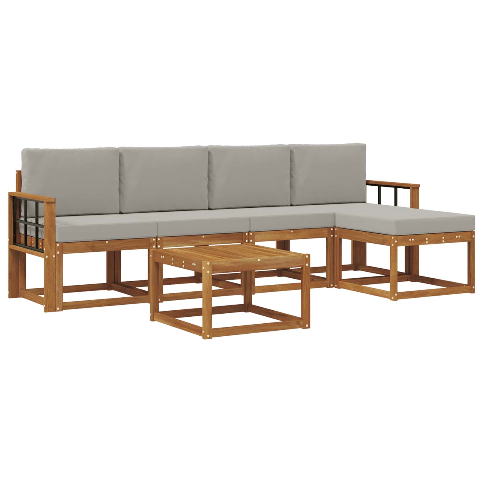 Outdoor-Sofagarnitur mit Kissen 6 pcs Natürlich und Hellgrau