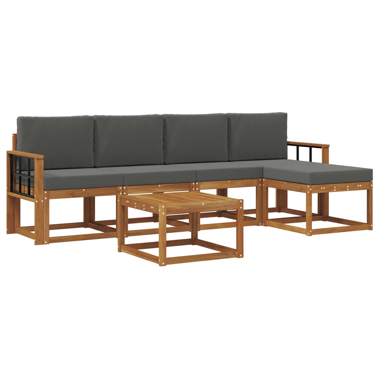 Outdoor-Sofagarnitur mit Kissen 6 pcs Natur und Anthrazit