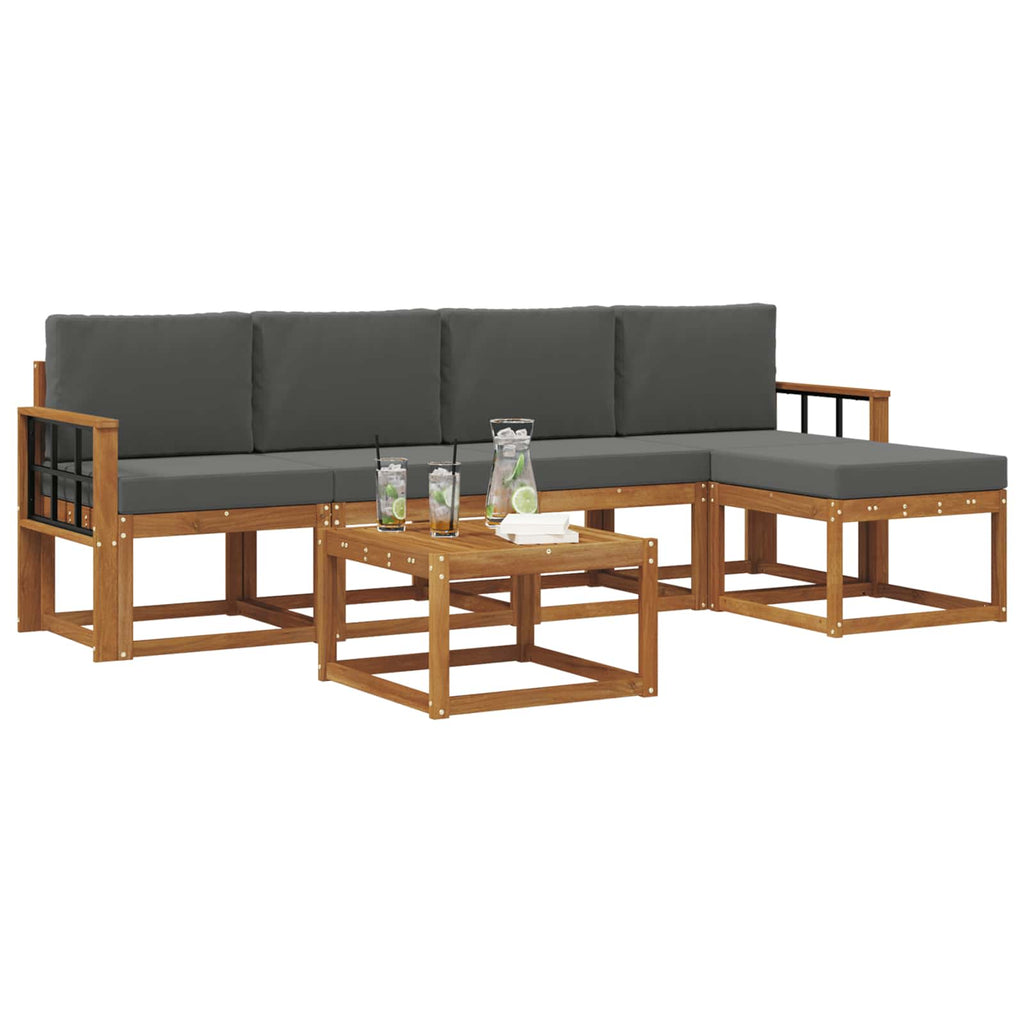 Outdoor-Sofagarnitur mit Kissen 6 pcs Natur und Anthrazit