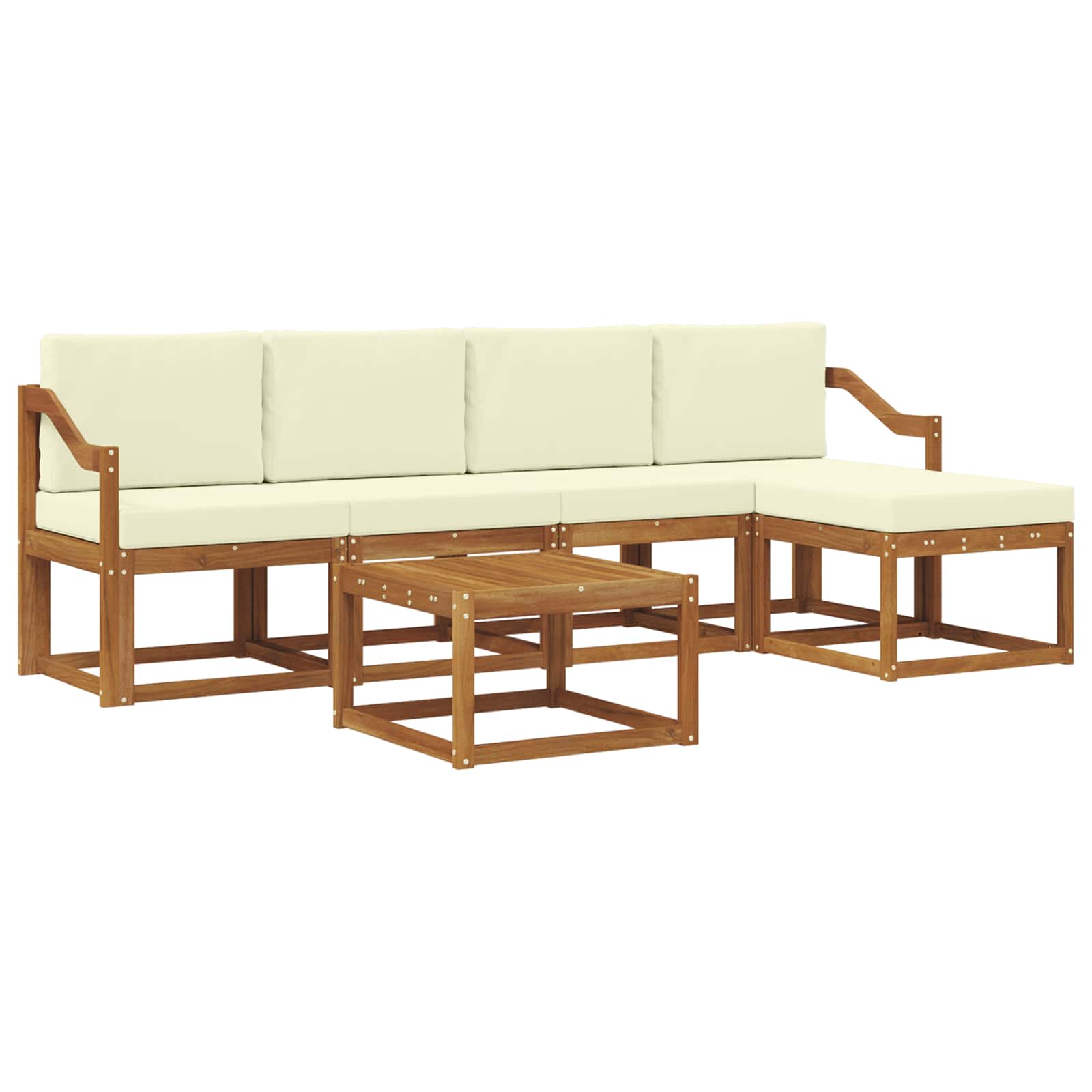 Outdoor-Sofagarnitur mit Kissen 6 pcs Natur und Creme