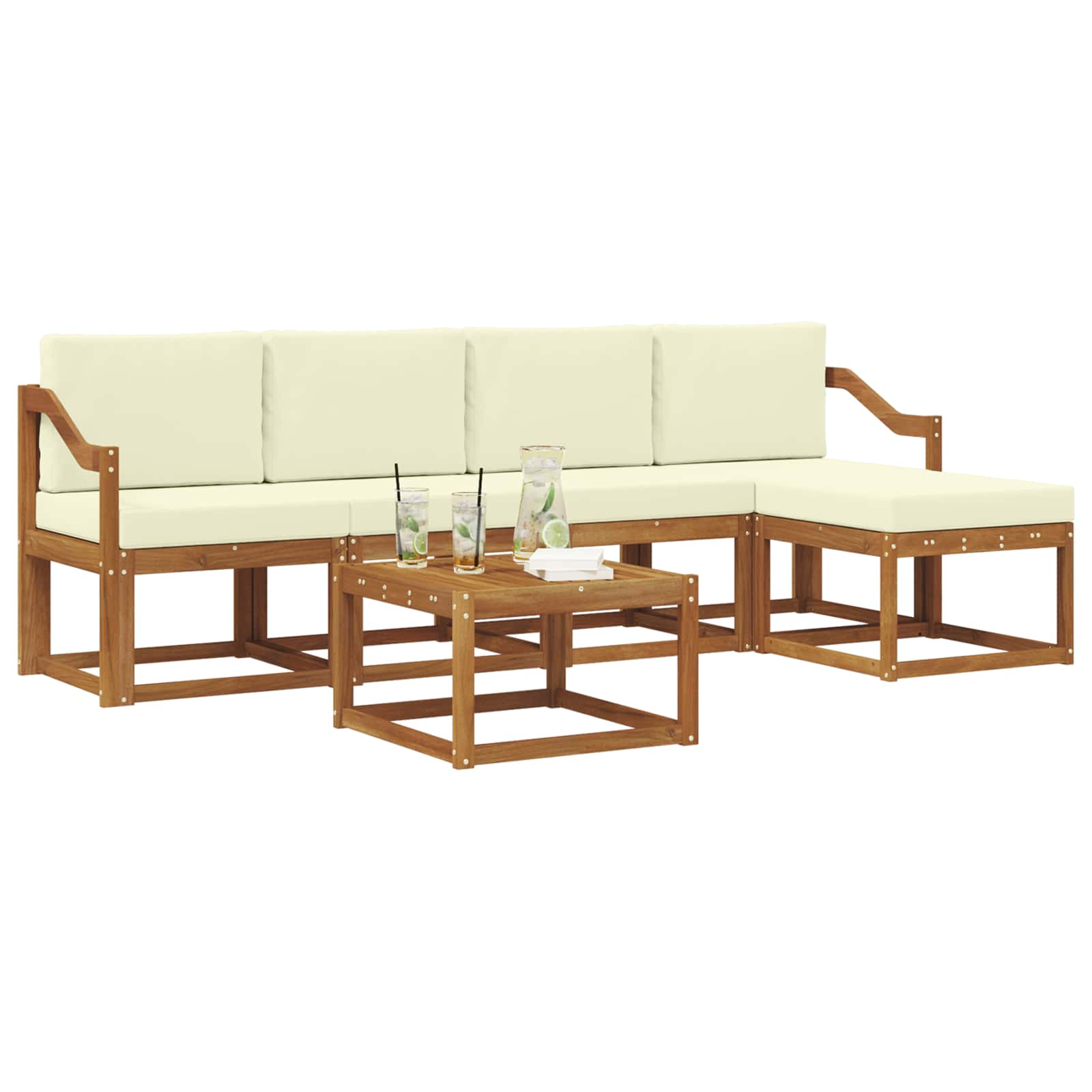 Outdoor-Sofagarnitur mit Kissen 6 pcs Natur und Creme