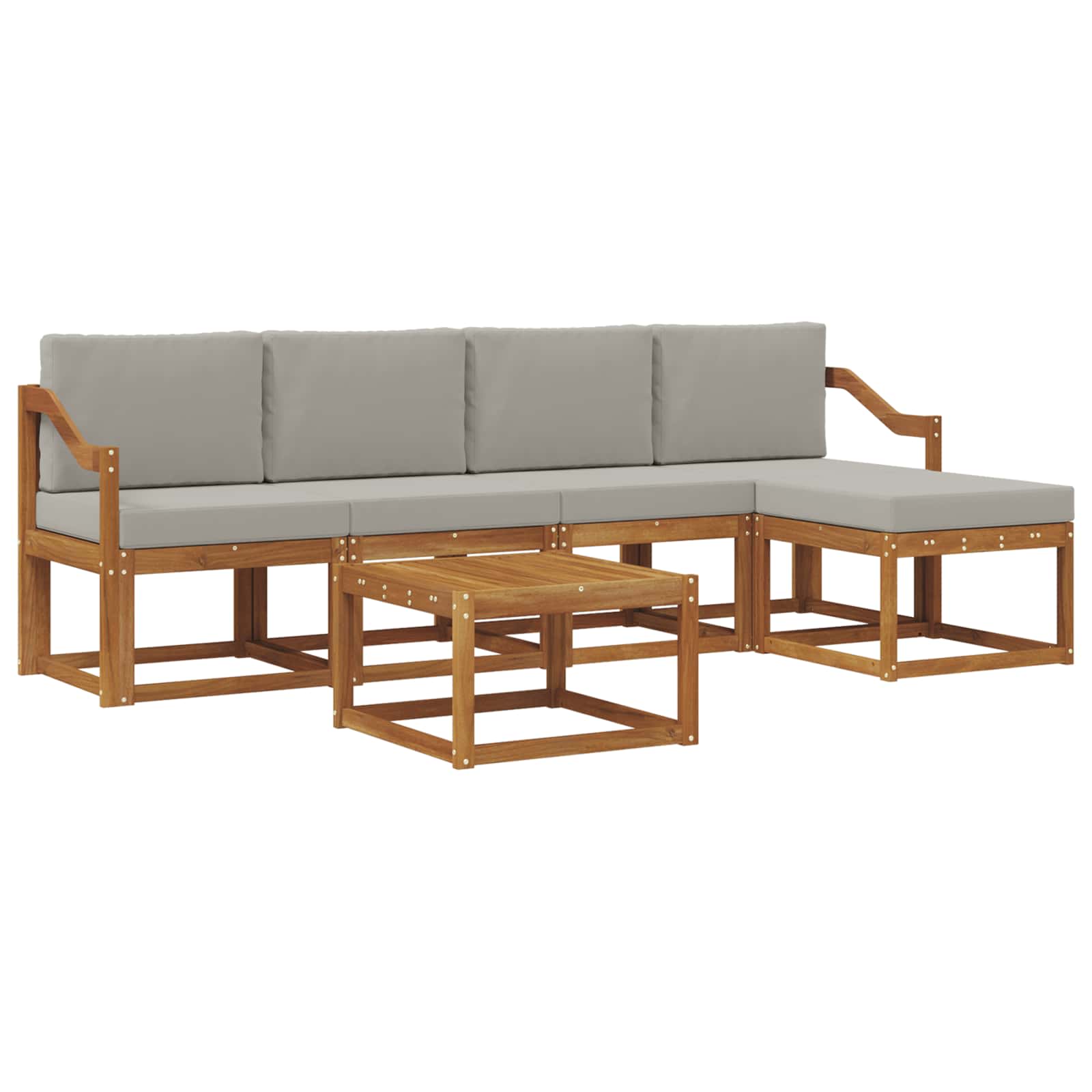 Outdoor-Sofagarnitur mit Kissen 6 pcs Natürlich und Hellgrau