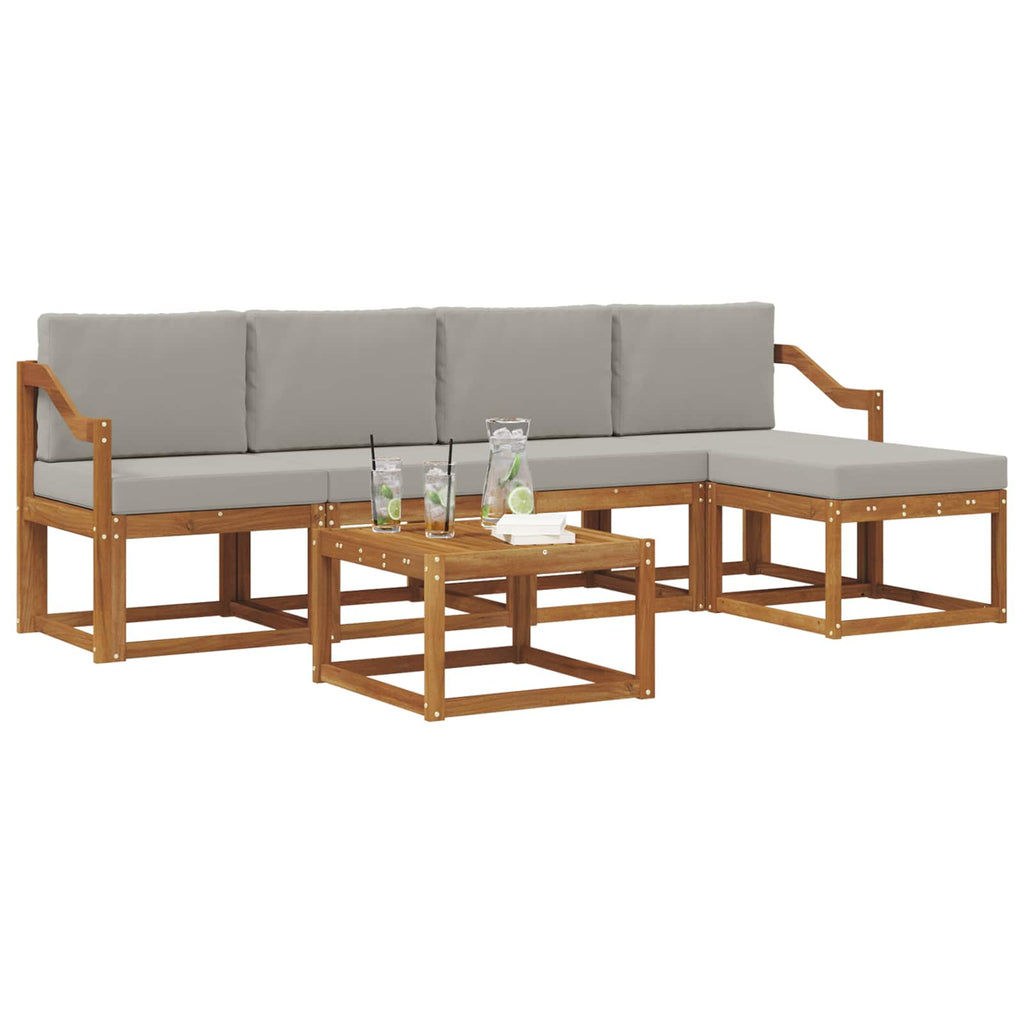 Outdoor-Sofagarnitur mit Kissen 6 pcs Natürlich und Hellgrau