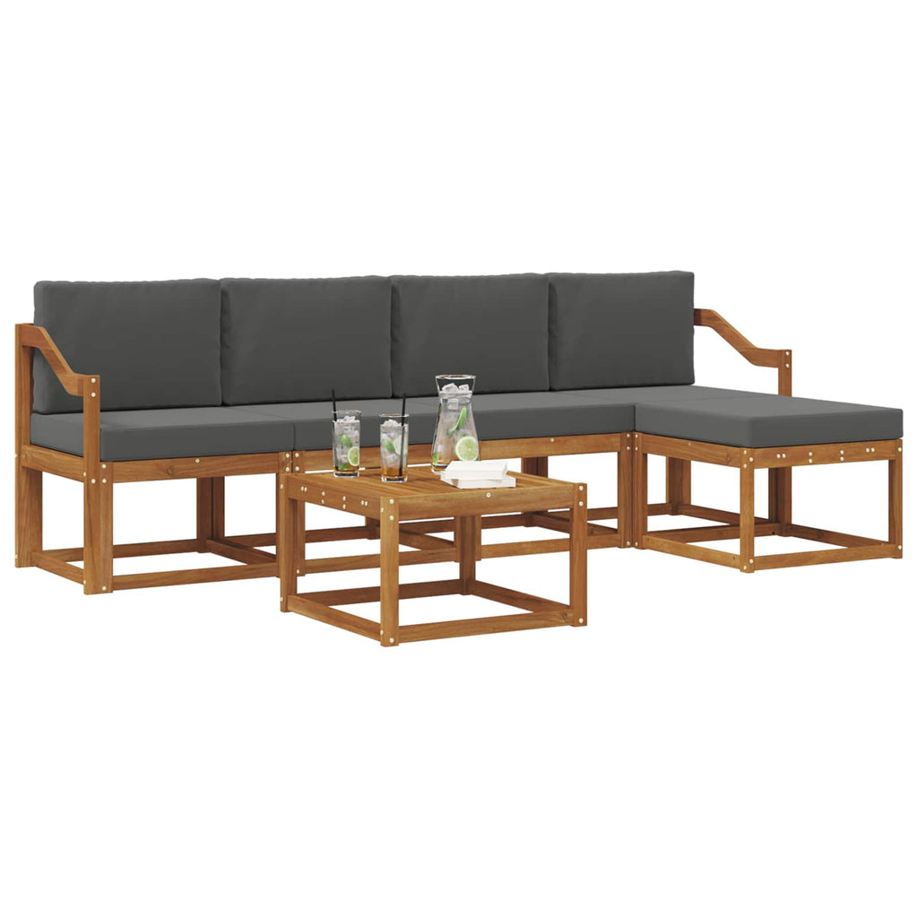 Outdoor-Sofagarnitur mit Kissen 6 pcs Natur und Anthrazit