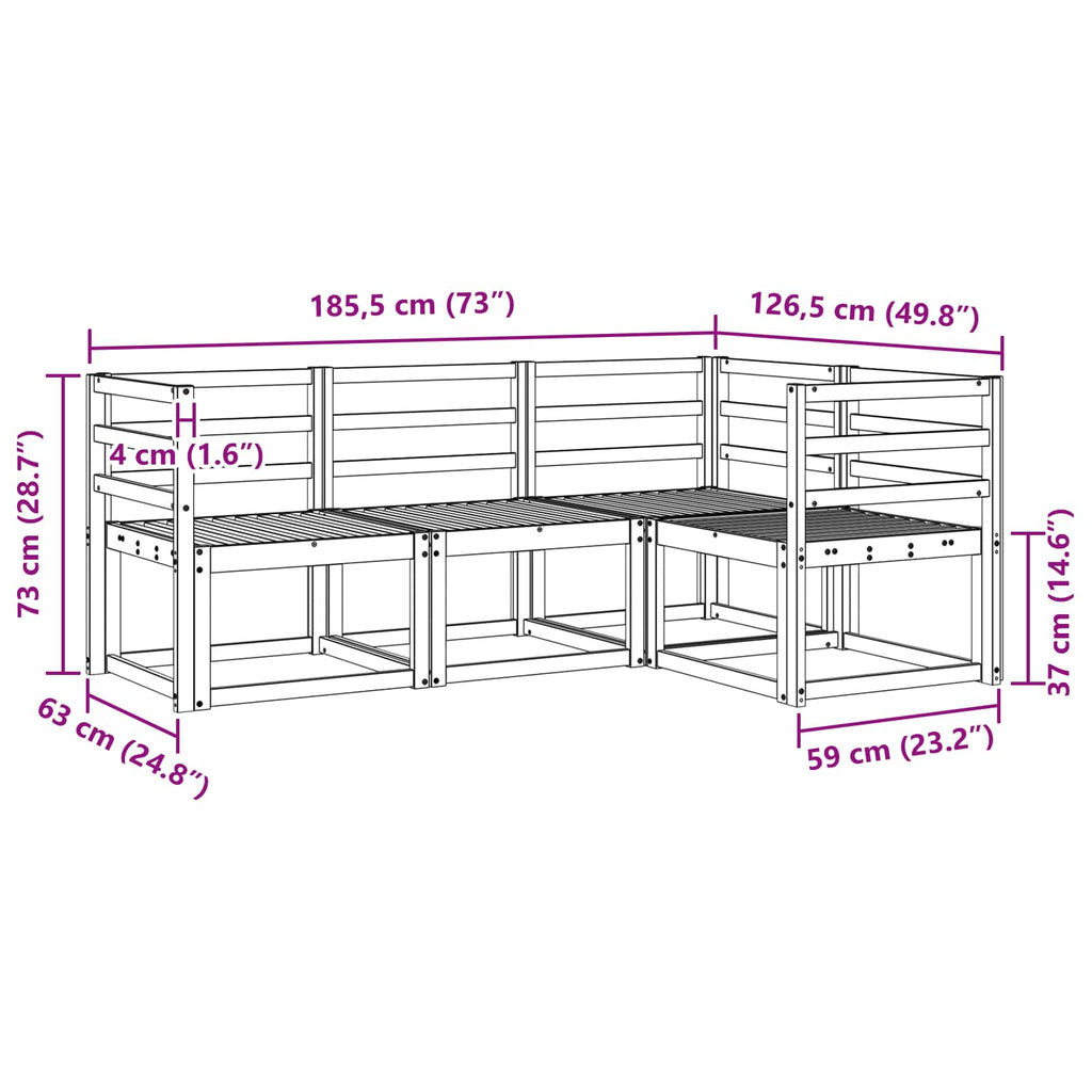 Outdoor-Sofagarnitur 4 pcs Natur Massivholz Akazie