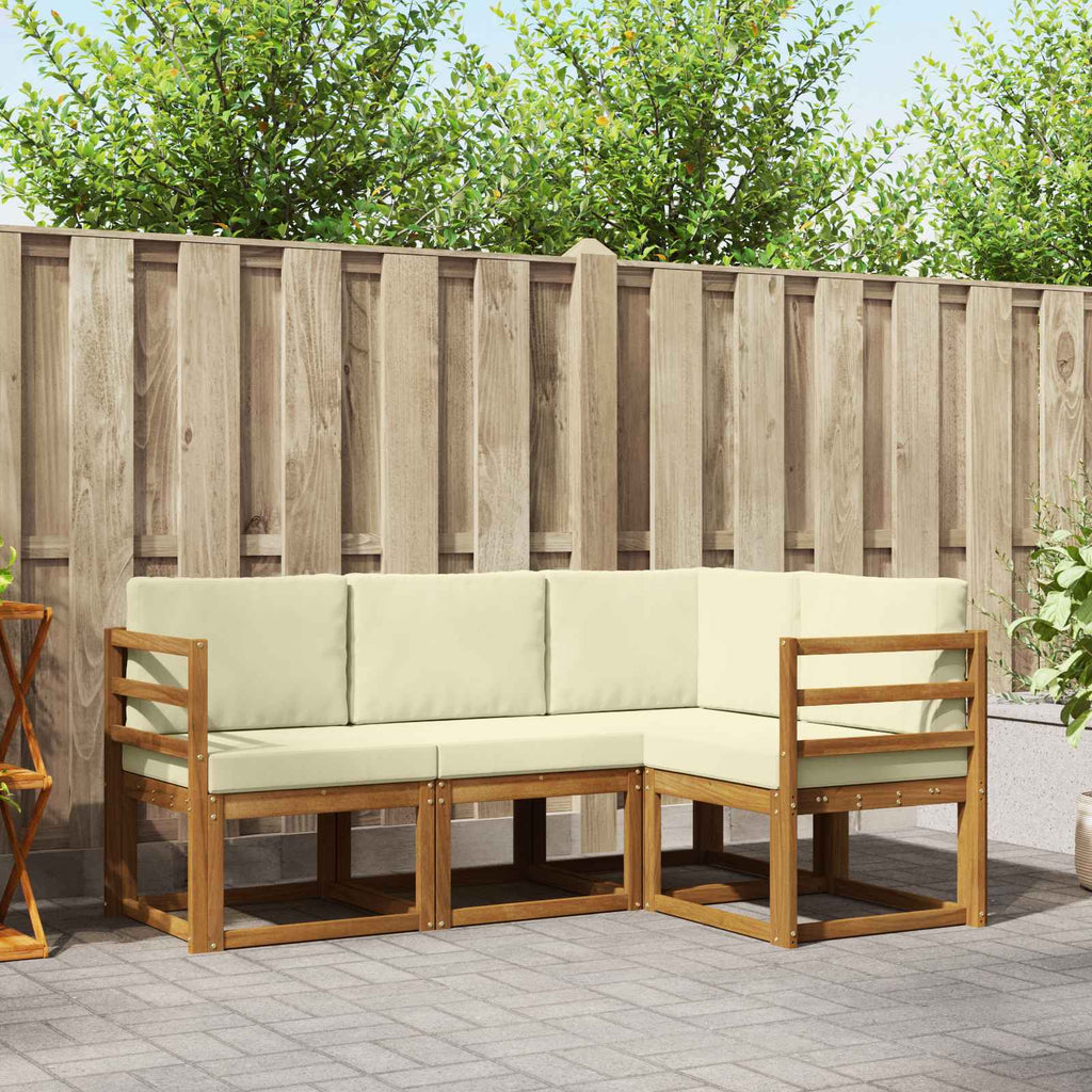Outdoor-Sofagarnitur mit Kissen 4 pcs Natur und Creme