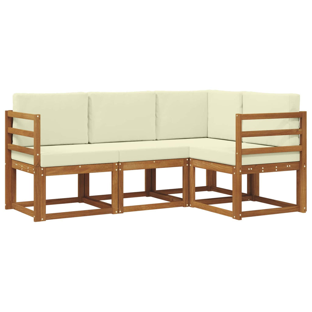 Outdoor-Sofagarnitur mit Kissen 4 pcs Natur und Creme