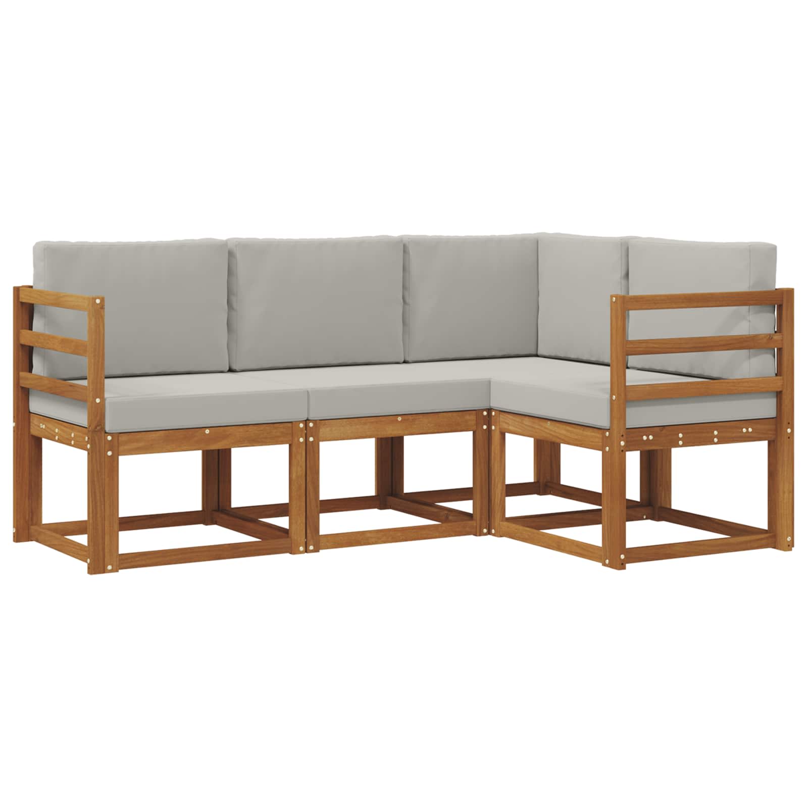 Outdoor-Sofagarnitur mit Kissen 4 pcs Natürlich und Hellgrau