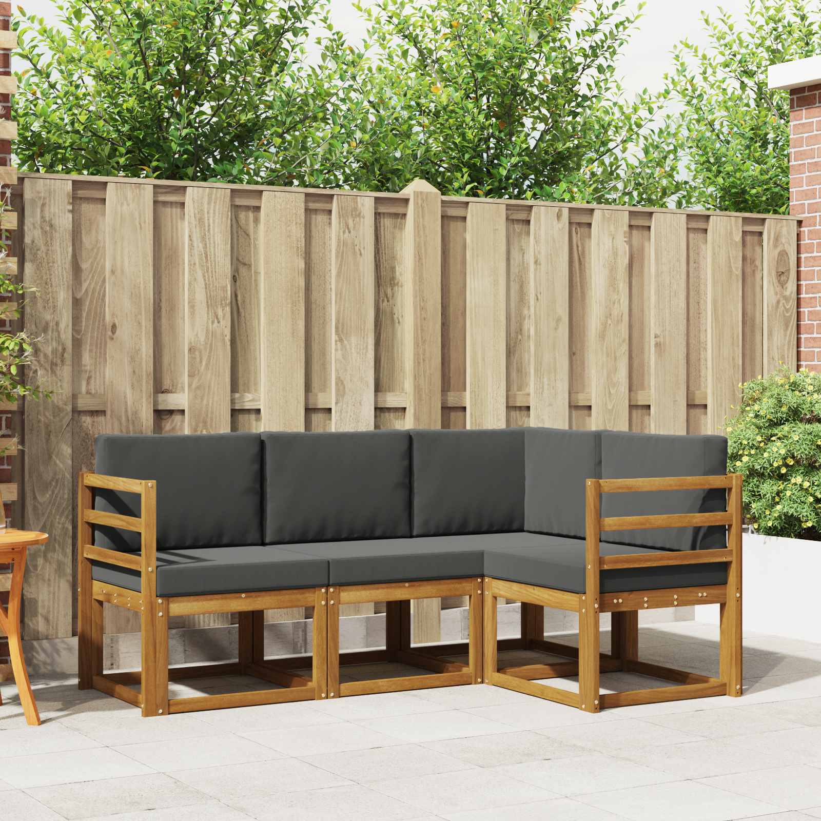 Outdoor-Sofagarnitur mit Kissen 4 pcs Natur und Anthrazit