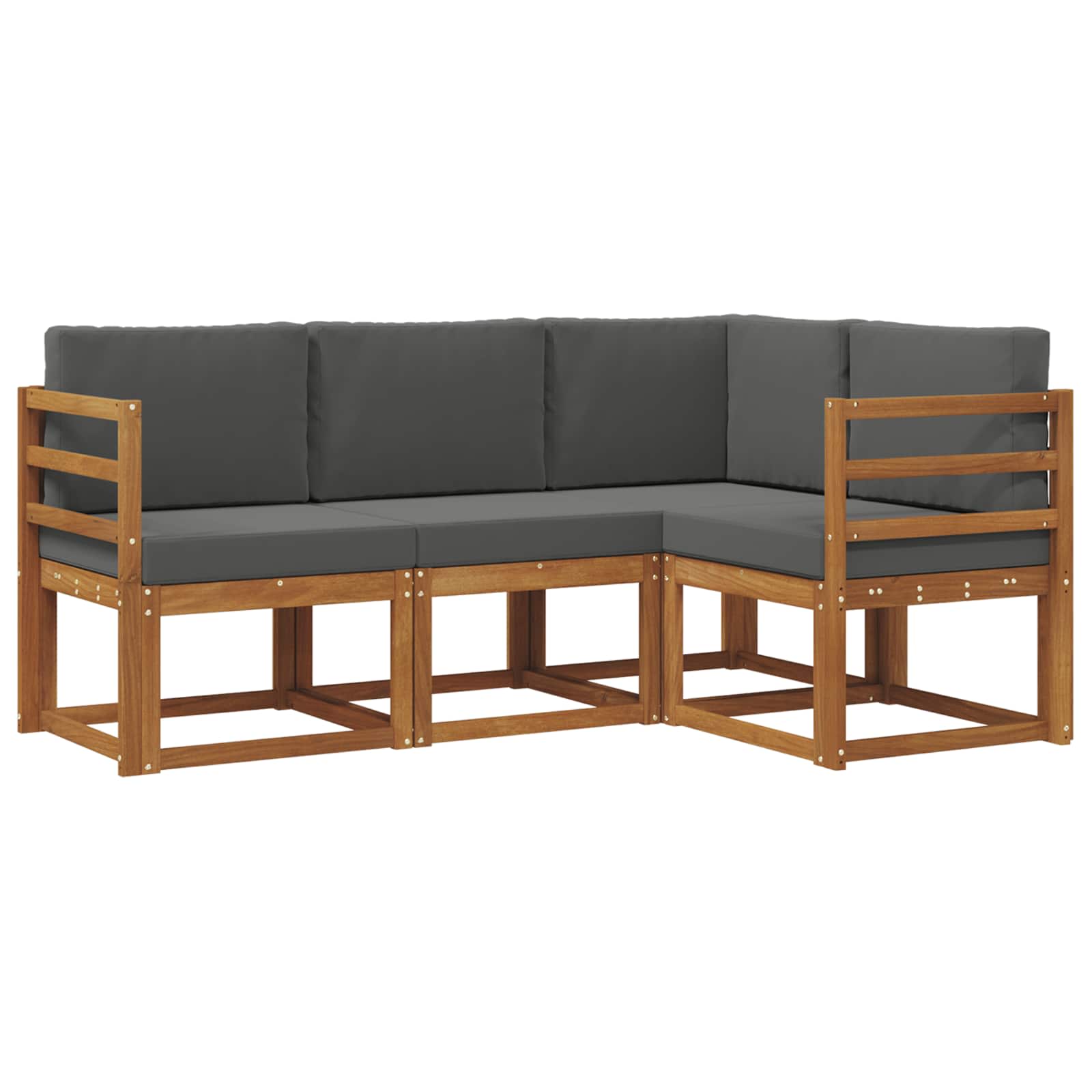 Outdoor-Sofagarnitur mit Kissen 4 pcs Natur und Anthrazit