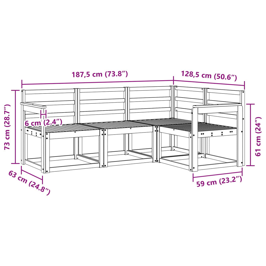 Outdoor-Sofagarnitur 4 pcs Natur Massivholz Akazie