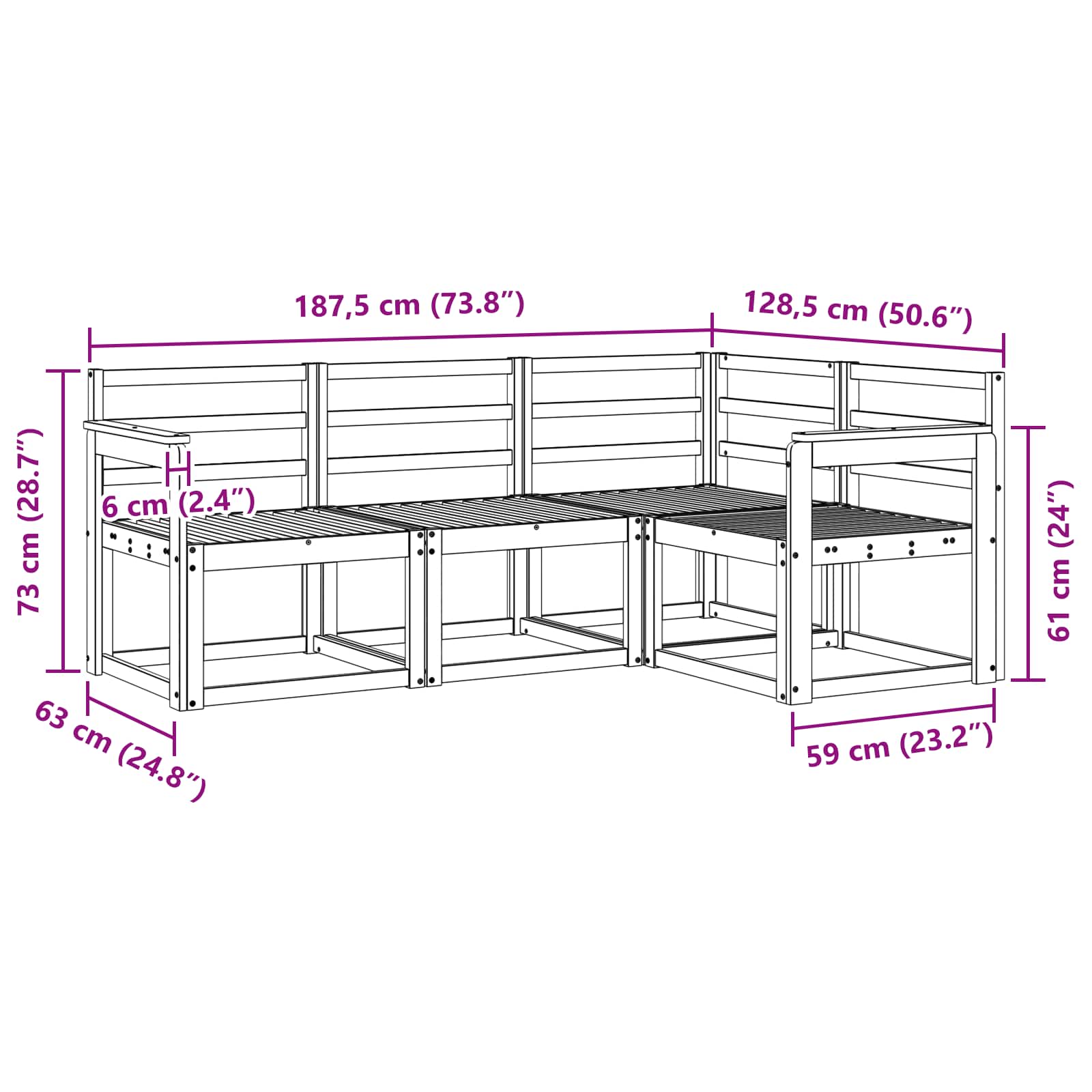 Outdoor-Sofagarnitur 4 pcs Natur Massivholz Akazie