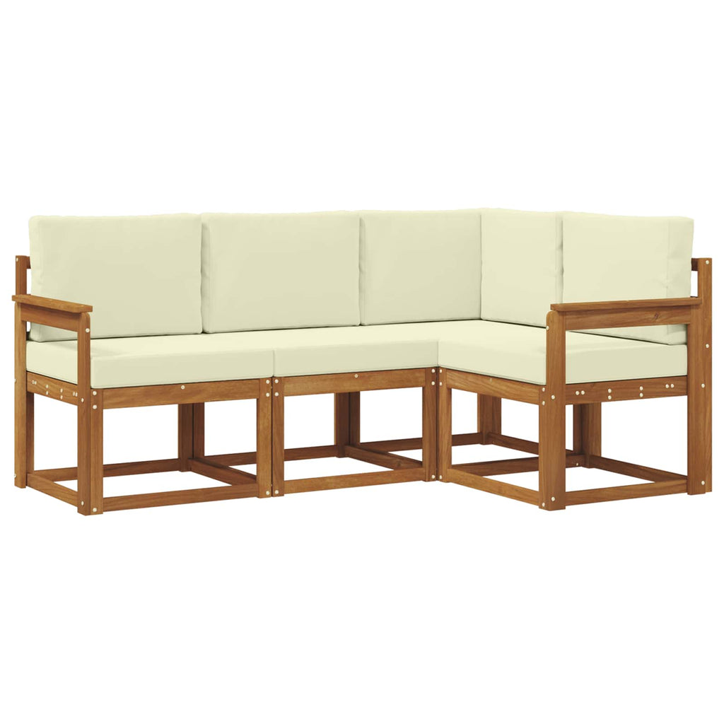 Outdoor-Sofagarnitur mit Kissen 4 pcs Natur und Creme