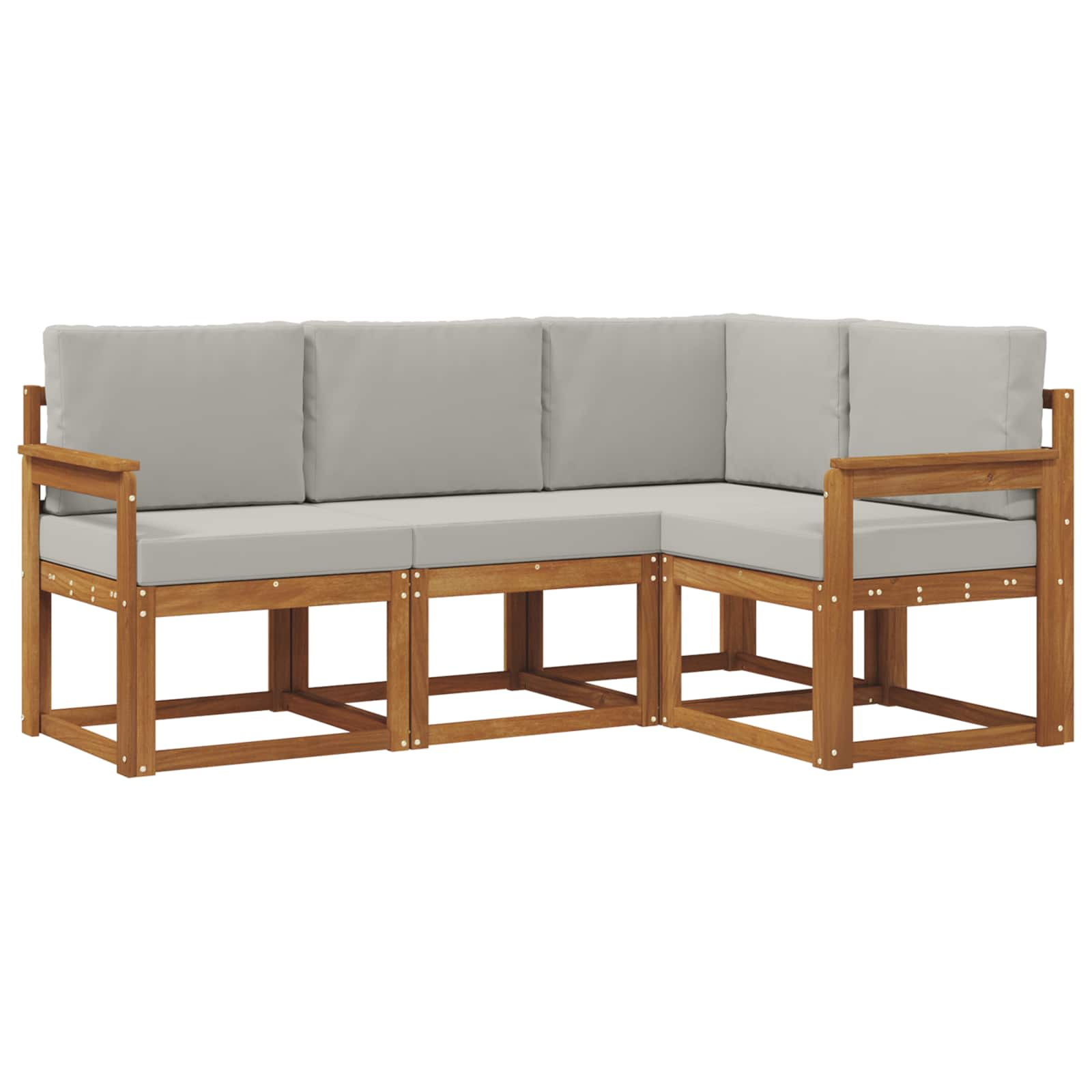 Outdoor-Sofagarnitur mit Kissen 4 pcs Natürlich und Hellgrau