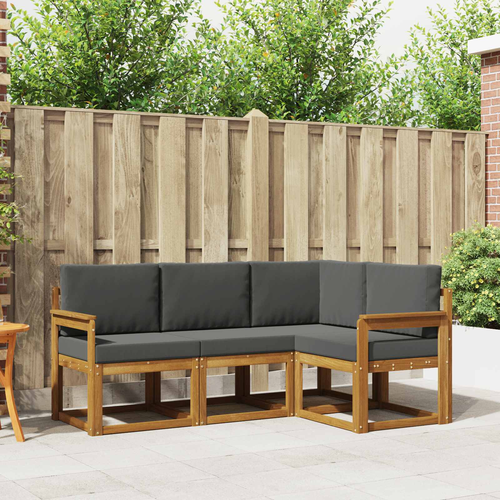Outdoor-Sofagarnitur mit Kissen 4 pcs Natur und Anthrazit